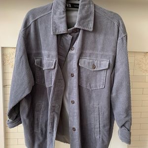 ZARA oversized corduroy muted lavender shacket worn once